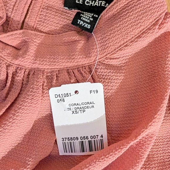 Le Chateau Pink Mandarin Collar Long Sleeve Blouse - Picture 2 of 4